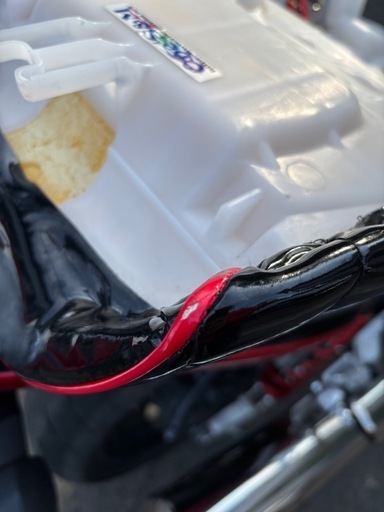 赤パイピング&エナメルレザータックロール　CB400SF