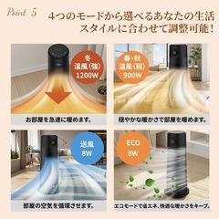【新品】セラミックヒーター 小型 速暖 足元ヒーター 人感センサー 転倒オフ タイマーの画像