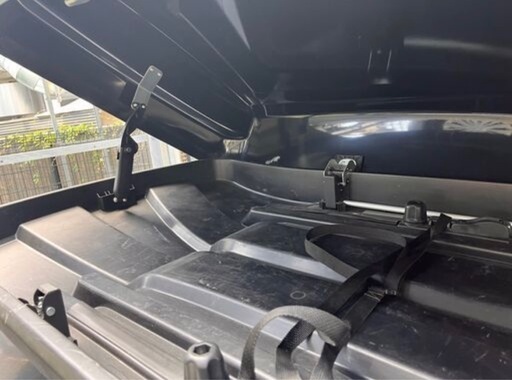 福山市近郊配送可 美品 INNO イノー シャドゥ BRQ124 ルーフボックス 360L 両開き 全長2m 