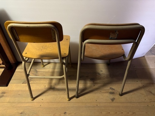 デザインチェア 座面皮 籐の部分使 2脚セット