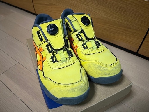状態良し☆asics BOA安全靴 イエロー/オレンジ