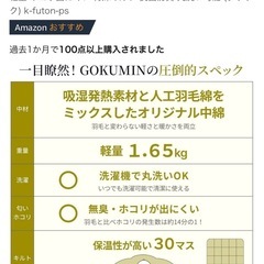 GOKUMIN 羽毛布団　掛け布団　軽量の画像