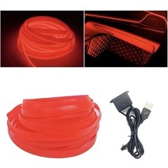 LED 有機EL イルミネーションネオンワイヤーセットUSB 車内 黄色 ピンクの画像