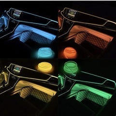 LED 有機EL イルミネーションネオンワイヤーセットUSB 車内 黄色 ピンクの画像