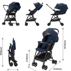 Aprica(アップリカ) A型ベビーカー カルーンエアーメッシュ 1か月~36か月まで 軽量 両対面 (コンフェッティネイビー)の画像
