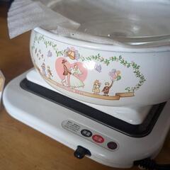 レトロ　ポット　加熱台　2点セットの画像
