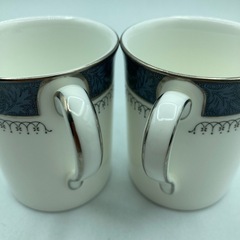 P0401603-6A ロイヤルドルトン Royal Doulton シャーブルーク デミタス カップ&ソーサー H5009 ボーンチャイナ ブルー シルバー カフェ 食卓 インテリア 陶器 中古品の画像