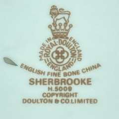 P0401603-6A ロイヤルドルトン Royal Doulton シャーブルーク デミタス カップ&ソーサー H5009 ボーンチャイナ ブルー シルバー カフェ 食卓 インテリア 陶器 中古品の画像