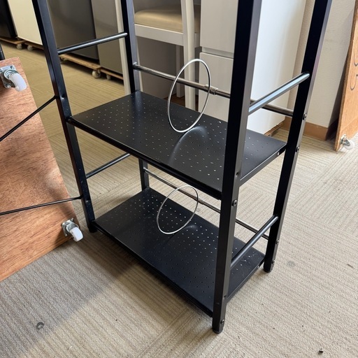 【美品‼️】便利♪ 110cm幅シェルフ付きデスク パソコンデスク 学習机 事務机 多目的棚 木目調ミドルブラウン♪