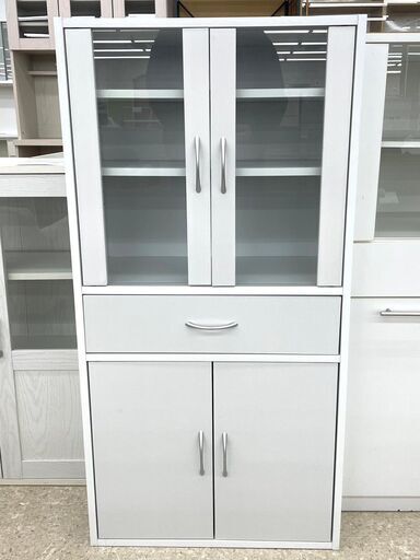 ★ジモティ割あり★  食器棚 白 H120×D29×W60 クリーニング済み TJ10690