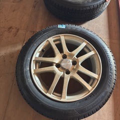 100 4穴アルミホイール＋ブリヂストン VRX2  175/65R15  バリ溝アルミ付き！の画像