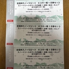 スノーリゾートロマンスの神様(木島平スキー場) 1日券　３枚