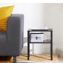 【IKEA サイドテーブル クナレヴィーク　ブラック】W37xD28xH45cm クリーニング済み【12801】の画像
