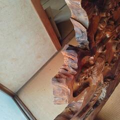 木製  木彫り衝立  鶴 松の画像