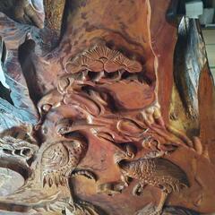 木製  木彫り衝立  鶴 松の画像