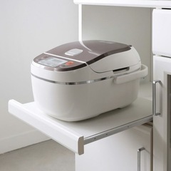 カウンターワゴン  レンジ台 白 コンセント付の画像