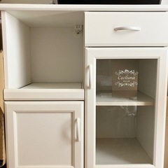 カウンターワゴン  レンジ台 白 コンセント付