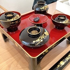 お食い初め食器　松竹梅　金箔　女の子用