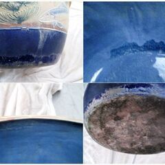 睡蓮鉢　メダカ鉢　金魚鉢　陶器　ビオトープ　大鉢　植木鉢　魚　置物　オブジェ　時代物　レトロ　壺　古民家　アンティークの画像