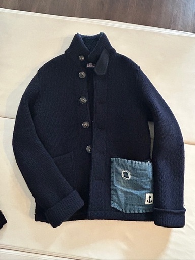 ハリウッドランチマーケット圧縮ニットジャケット blueblueセーター