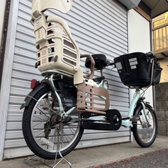 【商談中‼︎】　☆前後タイヤ新品☆   20型 3人乗り子供乗せ自転車　防犯登録料込価格︎‼︎の画像
