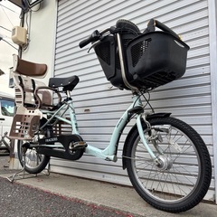 【商談中‼︎】　☆前後タイヤ新品☆   20型 3人乗り子供乗せ自転車　防犯登録料込価格︎‼︎の画像