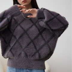 【新品タグ付】シャギーチェックニットトップス