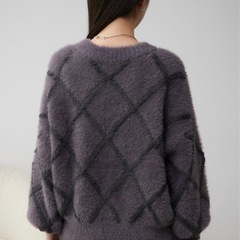 【新品タグ付】シャギーチェックニットトップスの画像