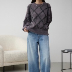 【新品タグ付】シャギーチェックニットトップスの画像