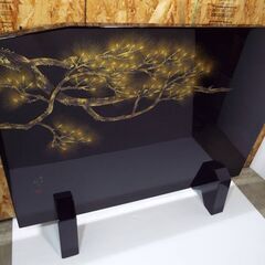 札幌【 衝立 】伝統工芸輪島塗　日展作家　小西啓介作　鯉沈金　松沈金の画像