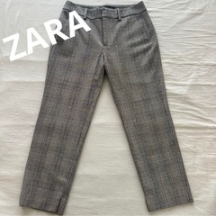 ZARA綺麗めチェック柄ズボン　オフィスカジュアル