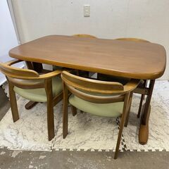 昭和レトロ 松田家具 デコラトップ 木製ダイニングテーブル