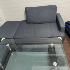 アイリスプラザ テーブル ローテーブル ガラステーブル 収納棚付き ブラックの画像