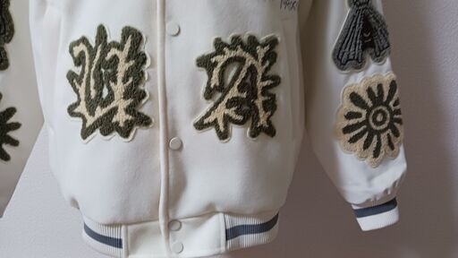 枚数限定EU製＆定価7万◆UABONI*Paris*スタジャン*ユアボニ*パリ発◆高級カシミヤ 防風 ゆったり 刺繍 ジャケット アウ