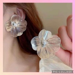 ❣️韓国風❣️花 ピアス 金属アレルギー対応 大ぶり 普段使い 結婚式