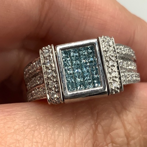 K18WG ダイヤモンドリング　リバーシブル　1ct 約14号　10.6g プリンセスカット