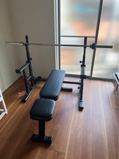 ベンチプレス(セット:ラック、重り、バー、ベンチ付き)