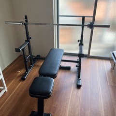 ベンチプレス(セット:ラック、重り、バー、ベンチ付き)