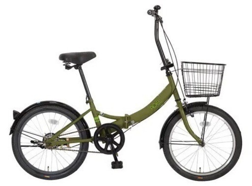 D947 ☆ 15800円☆ 折りたたみ中古自転車【グリーン 20インチ かご付き 】