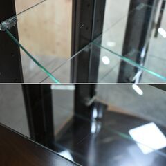 【ヤ取終了6/21】≪zyt1849ジ≫ ファニテリアマキ ガラスキャビネット コレクション ノアール 幅77cm ガラスケース/カップボード/鏡 幅約80 中古家具/宮城県仙台市 70111-09 の画像