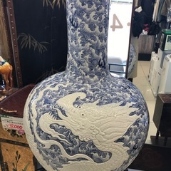 龍の大陶器　大型壺　台セットの画像