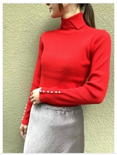 Lience  袖パールニット