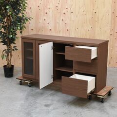 【ヤ取終了2/6】≪zyt1850ジ≫ 美品 ニトリ サイドボード ポルテ 140 ニトリスタジオ ミドルボード 幅140cm 組み合わせ/セミオーダー品/中古家具/宮城県仙台市 61227-06の画像
