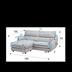 定価11.9万 ふかふか布張りカウチソファ(Nポケット A9H DR-GY) 定価(税抜)¥119,000 の画像