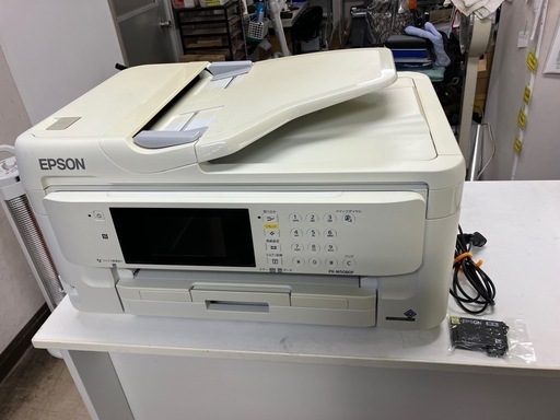 W2501-560 EPSON ビジネスプリンター インクジェット式 PX-M5080F 2018年製 通電確認済み 純正黒インク1個付き キズ汚れ色あせ有り