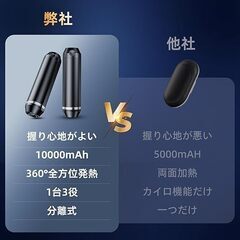 残り4個です。充電式 カイロ 電気カイロ usb モバイルバッテリー機能  懐中電灯付き２個セット　卸します　ウオーキング・キャンプ・モバイルバッテリー・通学・通勤の画像
