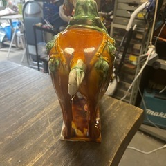 中国　唐三彩　陶器製　馬　置物  【リサイクルショップ道楽屋】の画像