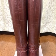 アン・クライン:Anne Klein:茶系:サイドジップ　ロングブーツ: ダークブラウン:本革:サイズ36の画像