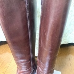 アン・クライン:Anne Klein:茶系:サイドジップ　ロングブーツ: ダークブラウン:本革:サイズ36の画像