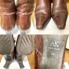 アン・クライン:Anne Klein:茶系:サイドジップ　ロングブーツ: ダークブラウン:本革:サイズ36の画像